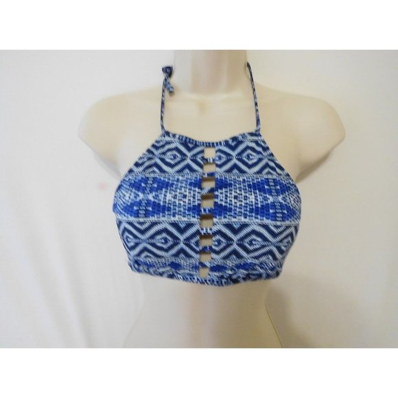 La Blanca Bikini Size 10 Top Indigo White Swimwear New High Neck  MenWomenStyles - Picture 4 of 12